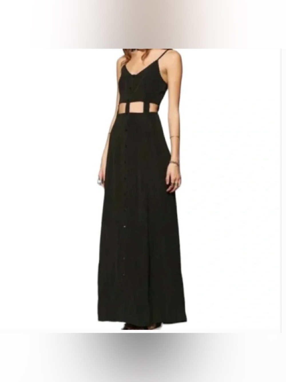 Black Cutout Maxi Dress with Spaghetti Straps Size 6